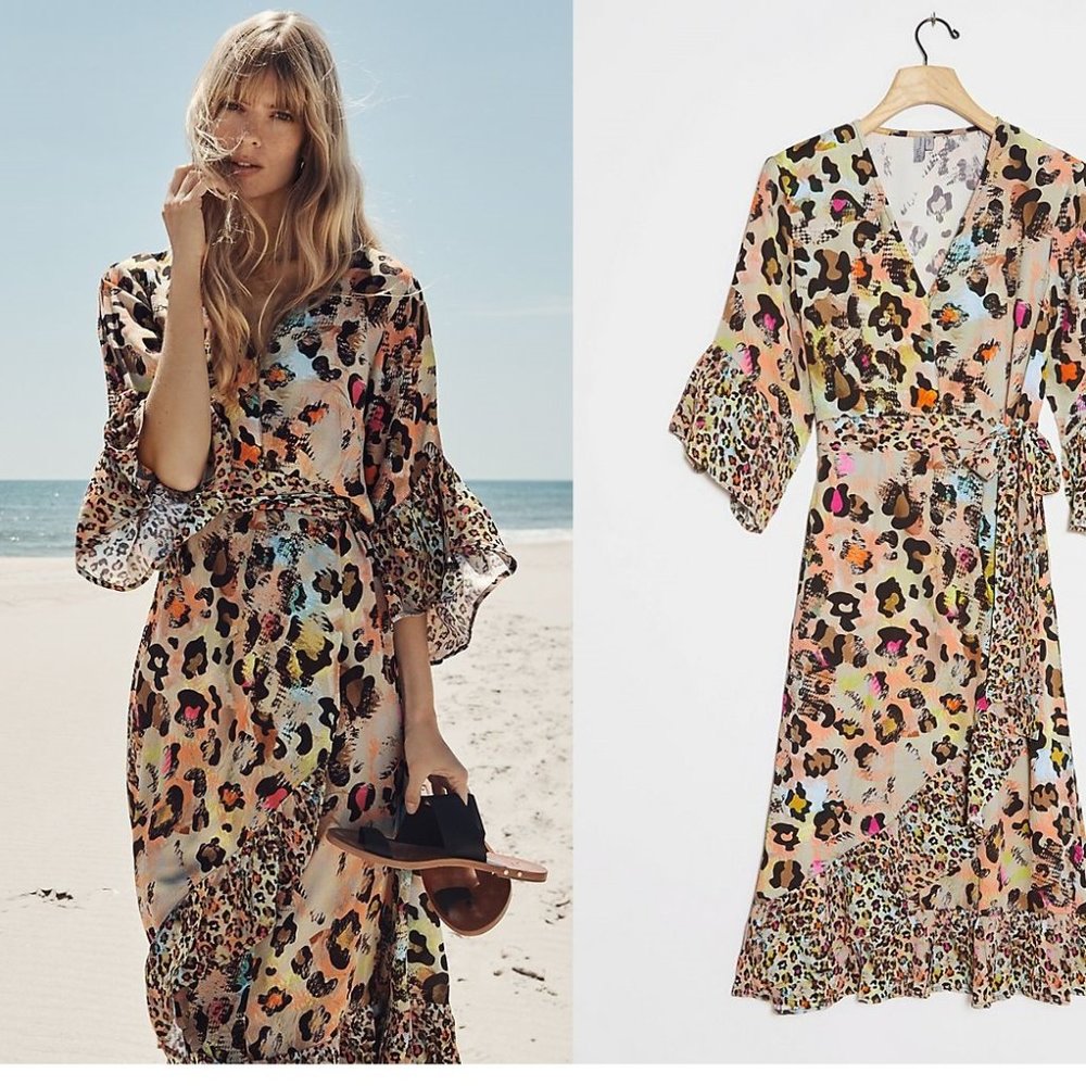 new Anthropologie Zadie Leopard Maxi Dress